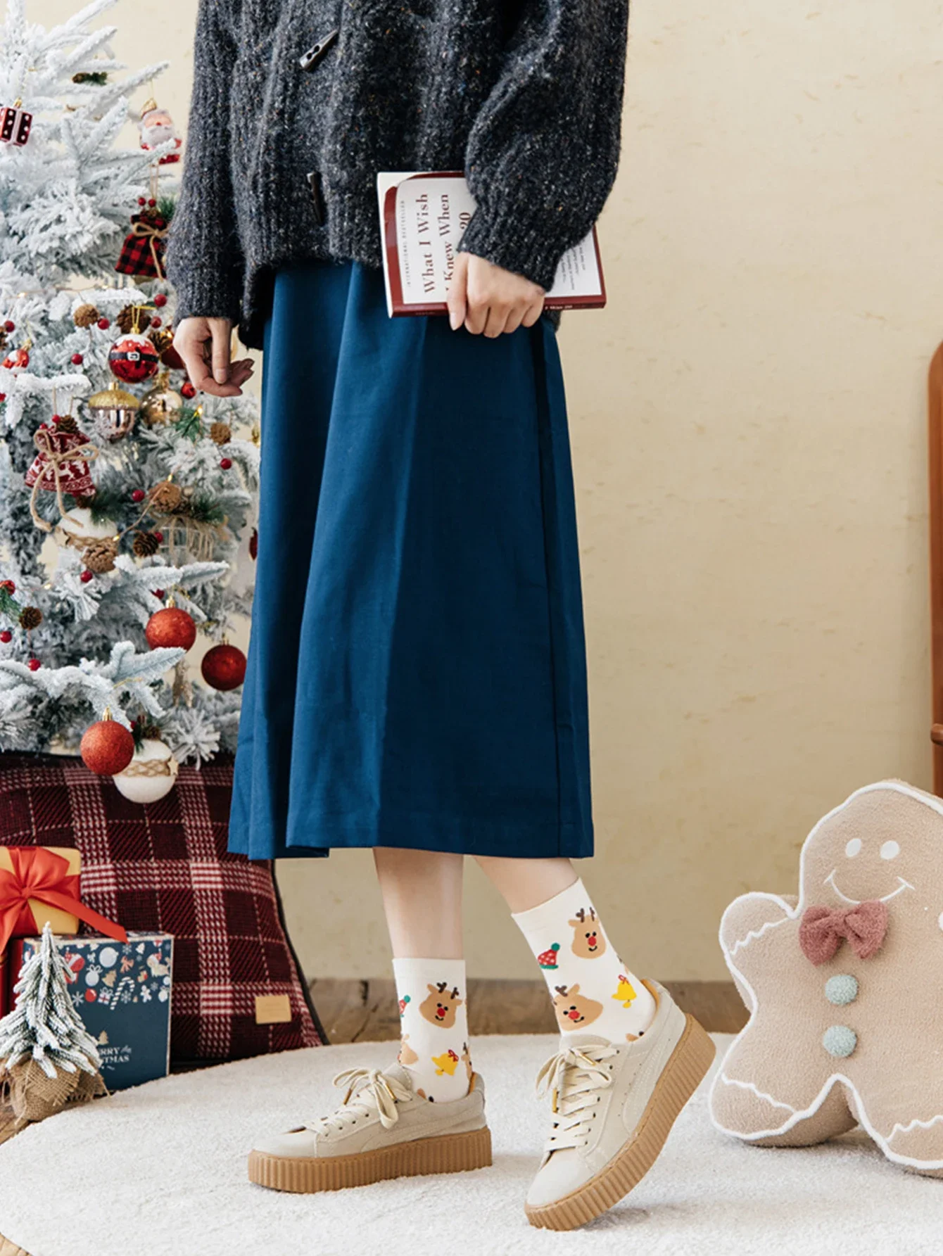 4 Pasang Kaus Kaki Natal, Kaus Kaki Pasangan, Kaus Kaki Manusia Salju Santa Klaus, Kaus Kaki Hewan Kartun, Hadiah Natal Lucu untuk Anak Perempuan