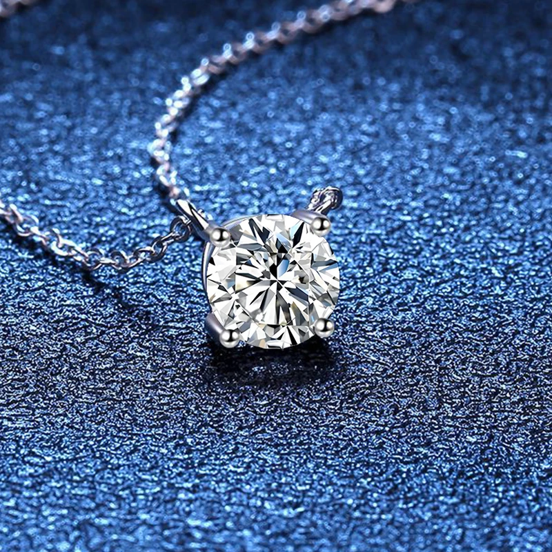 NeeTim 1ct 2ct 3ct 5ct Moissanite Jewelry Sets for Women 925 Silver with White Gold Plated Necklace Chain Stud Earrings Sets