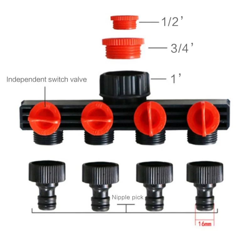 

Соединитель для садового шланга, 4-ходовой пластиковый разъем для капельного орошения