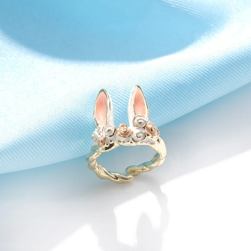 Fashion Cute Lucky Rabbit Rings For Women Kids Lovely Animal Ear Open Ajustable Rings Wedding Party Finger Ring Jewelry Gifts