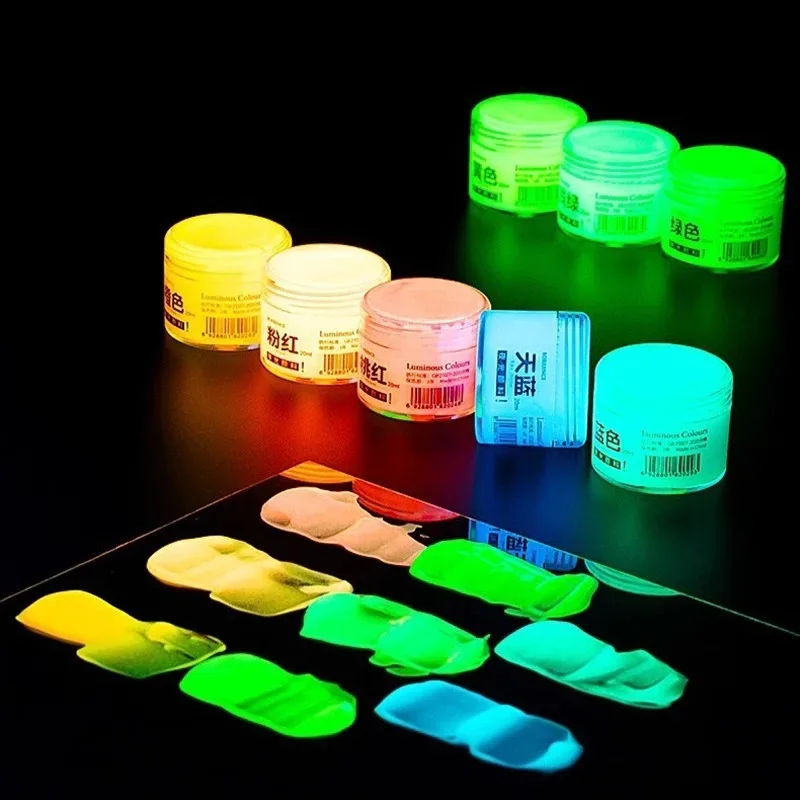 Glow-in-the-Dark Pigment 20ml Fluorescent Acrylic Paint, Luminous Powder for Hand-painted Graffiti, DIY Bag Shoes, Nightglow