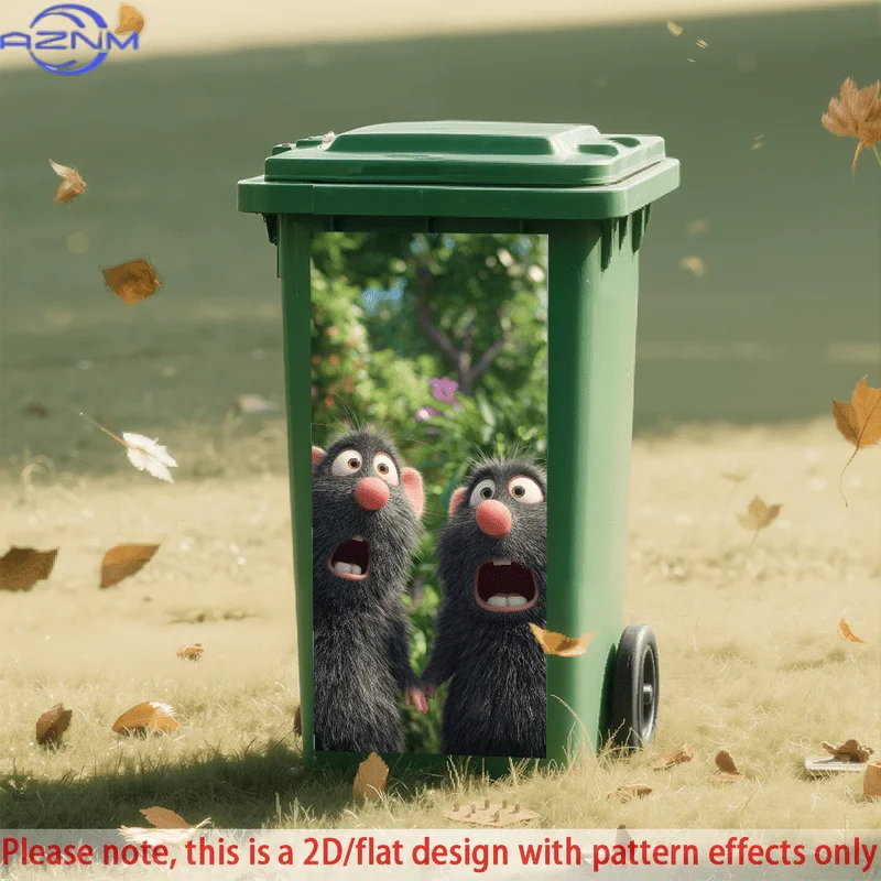 2D/FLAT-1pc Surprised Rats Pattern Trash Can Sticker Wall Sticker Self - Adhesive PVC Decorative Sticker Waterproof Scratch -