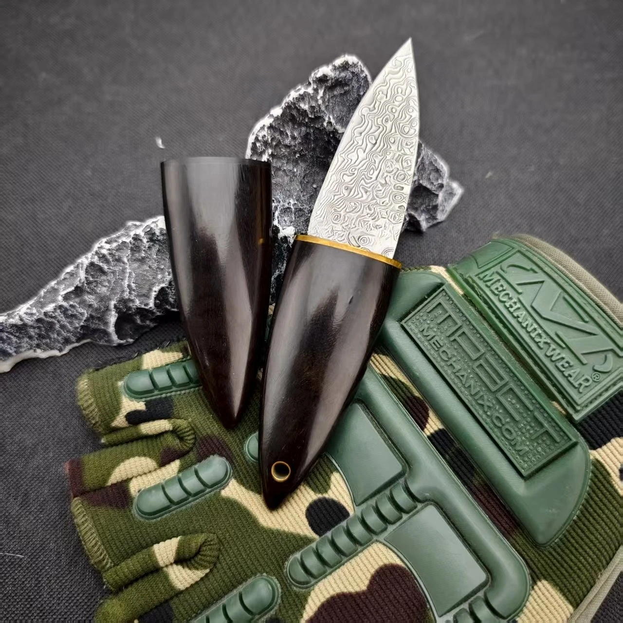 

Дамасский оливковый нож с прямыми лезвиями, ручка из черного дерева, ежедневный портативный и портативный нож для аварийных инструментов, подходящий в качестве подарка