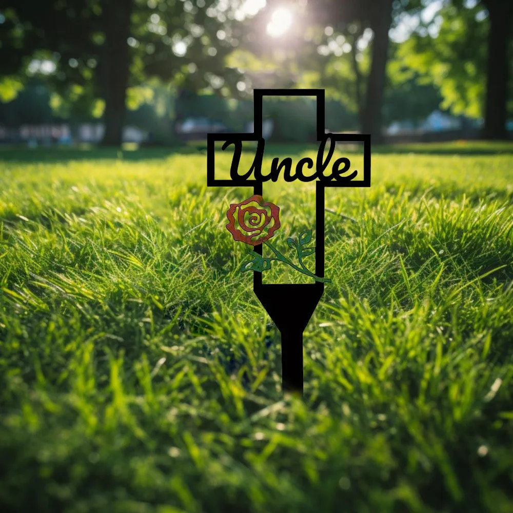 

Памятный крест на кладбище, металлический крест, садовый колышек для папы, мамы, черные гравировочные кресты, украшения для кладбища, крестовой колышек