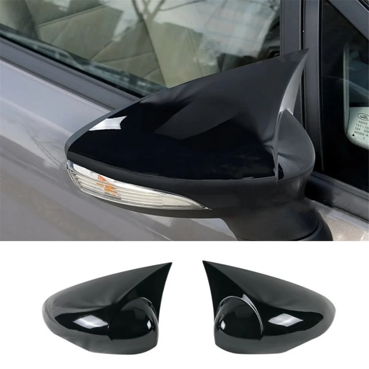 Rearview Mirror Cover Trim for Fiesta MK7 2009-2017 Door Side Mirror Caps Accessories ,Gloss Black