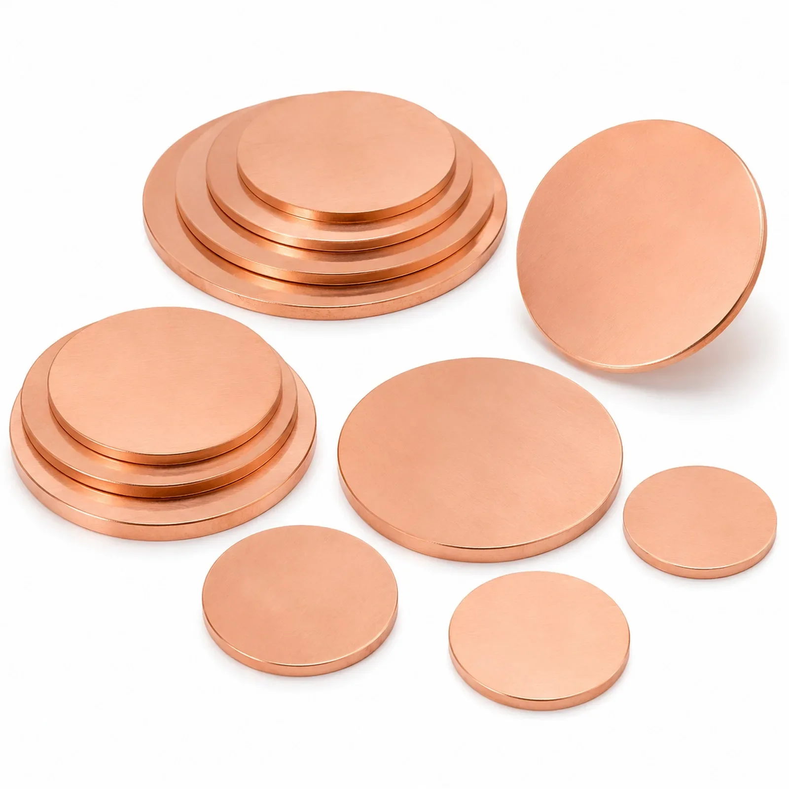 99.9% Pure T2 Copper Disc Round Plate 0.1-5mm Thick 30-50mm Diameter for Crafts Electrical Heat Sink Industrial Applications
