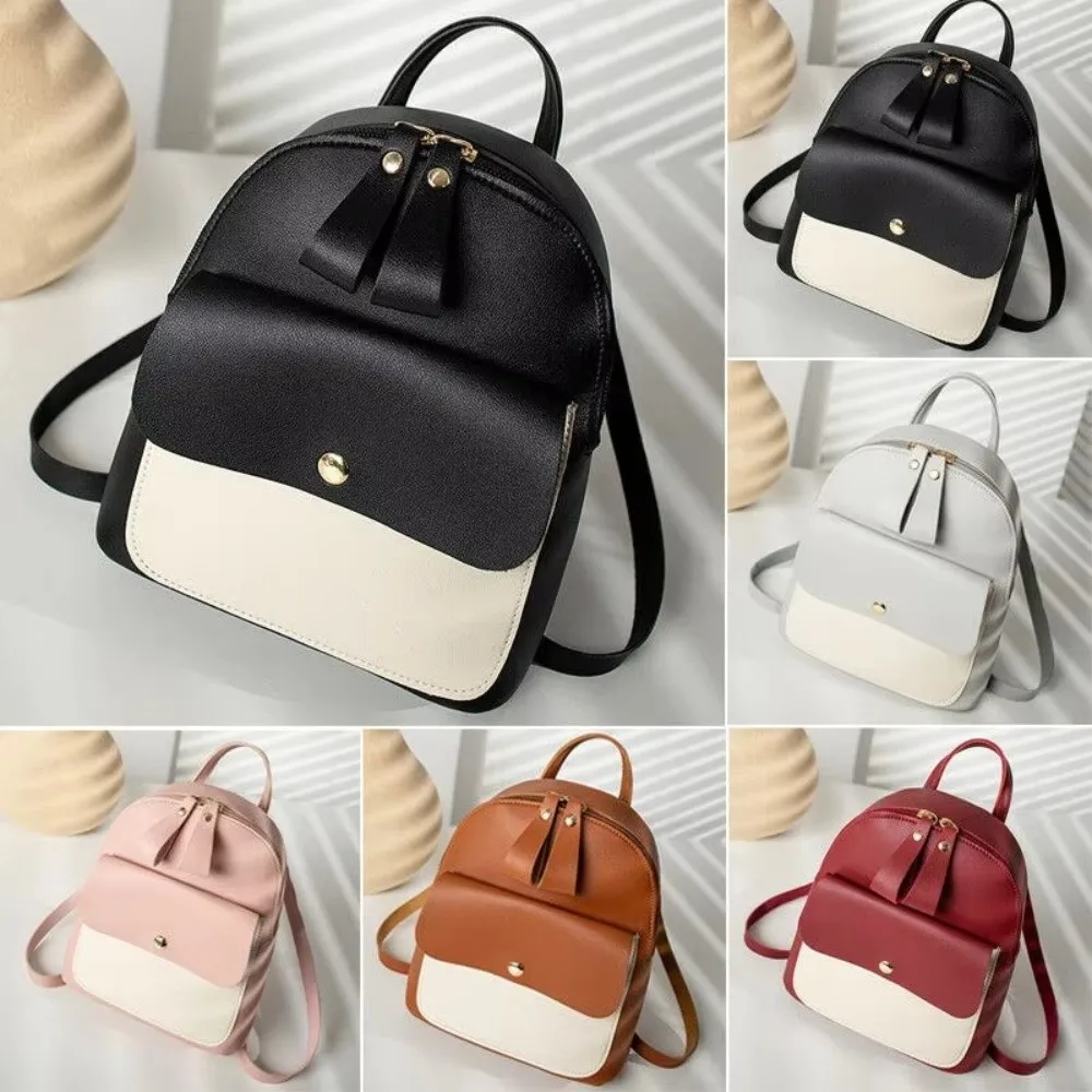 

New Mini Small Backpack Zipper Closure Adjustable School Bag PU Leather Handbag Travel Storage