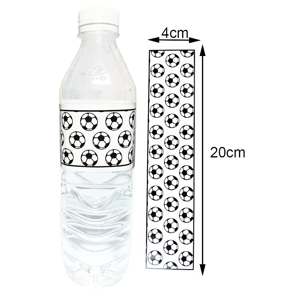 12/24 stücke Fußball Party Flasche Wraps Aufkleber weiß Fußball Muster personal isierte Wasser flasche Label Jungen Geburtstags feier Dekor – Detail 6
