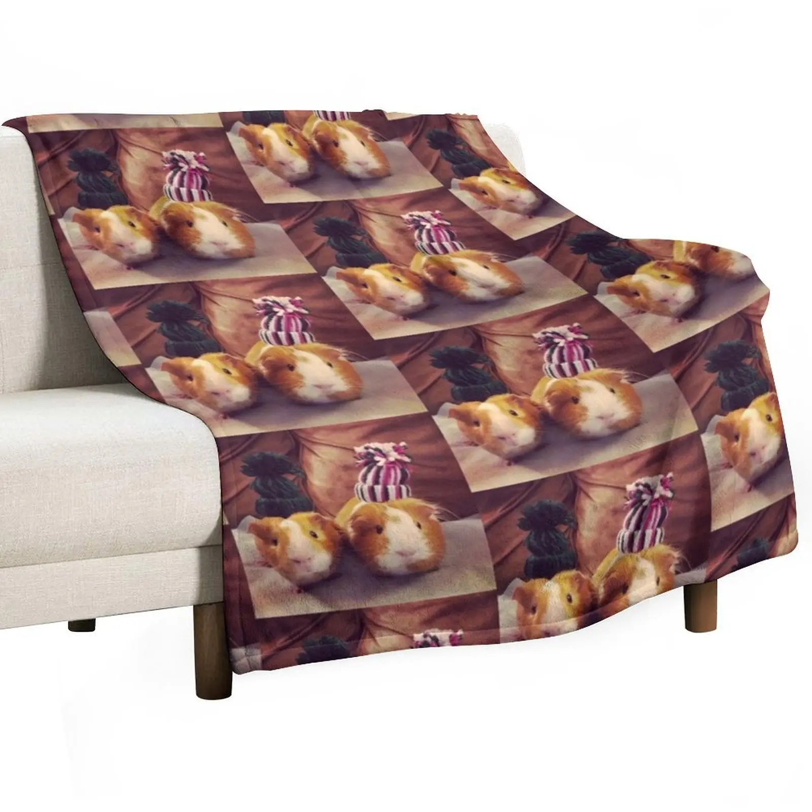 Cochonetas de indias con tuques, manta para cama, mantas de lujo a cuadros suaves y cálidas