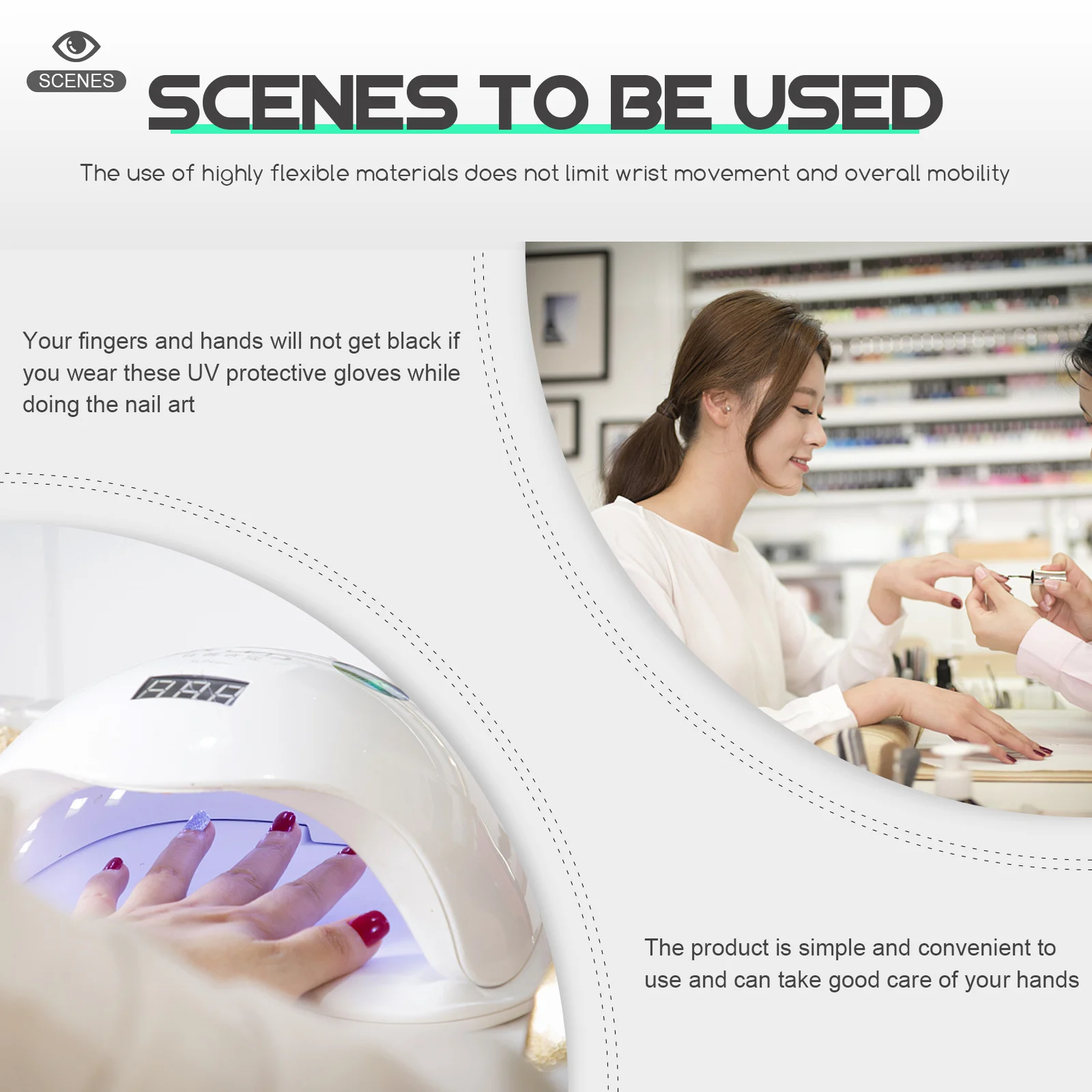 

1Pair Manicure Gloves Uv Prevention for Women Nail Art Tools Soft Stretchy Skin Protective Lightweight Daily Wear