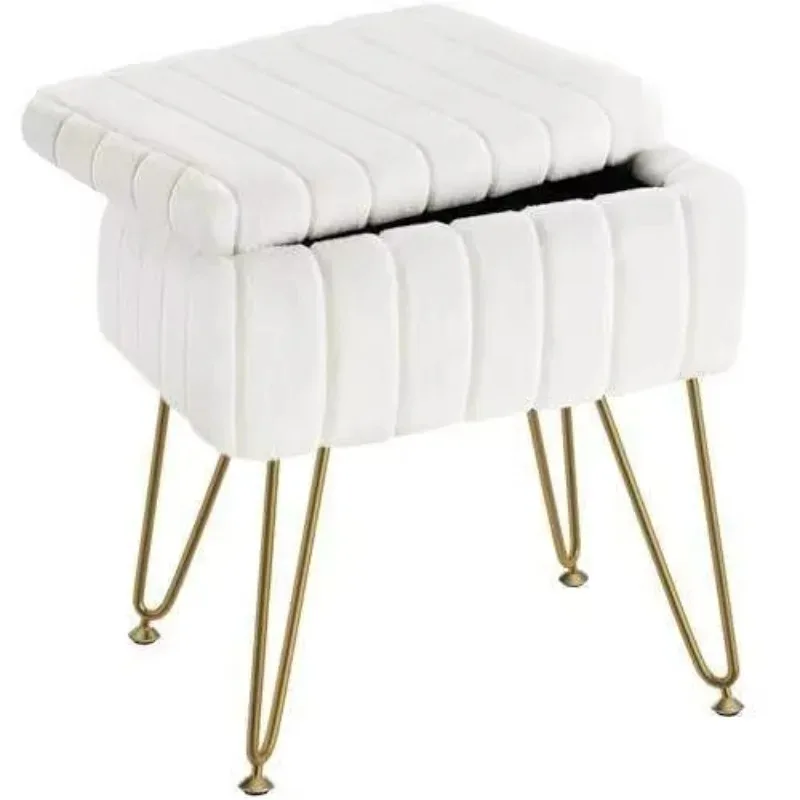 

Modern Multi-functional Soft Cushioned Makeup Stool Chair with Metal Support Legs and Storage Cabinet Dressing Table Stool Chair