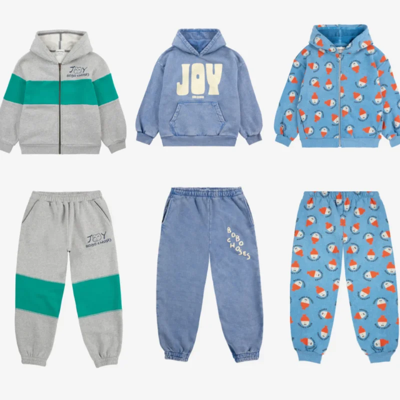 

2025 new BC boys and girls printed hoodie jacket trousers children's set