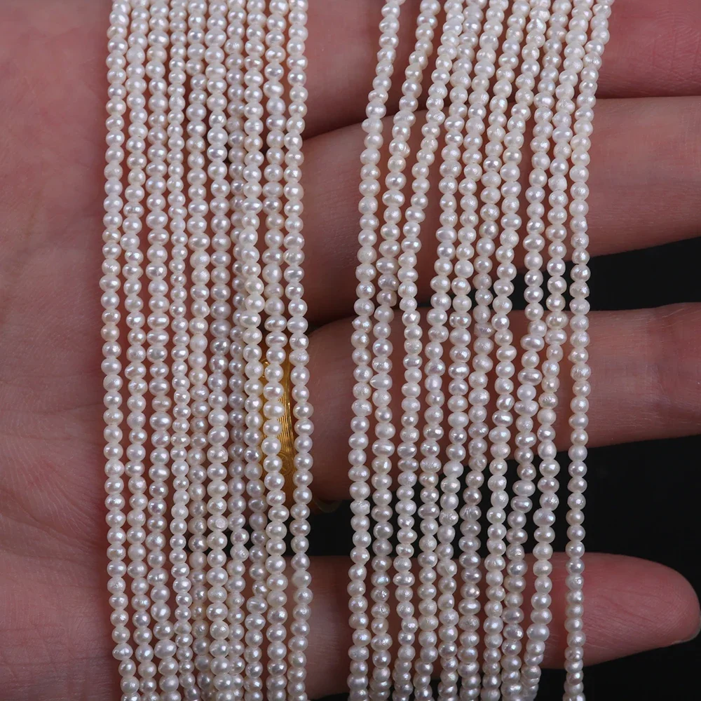 1.5-1.8mm tiny white round shape cultured freshwater pearl strands Promotion price