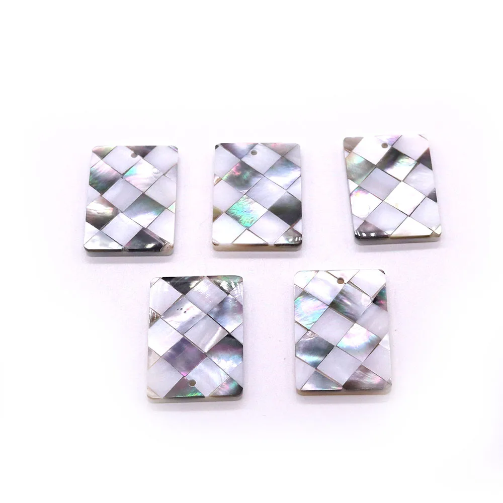 20x30mm Rectangular Color Black Shell Splicing Pendant Natural Mother of Pearl Shell Pendant  DIY Necklace Jewelry Accessories