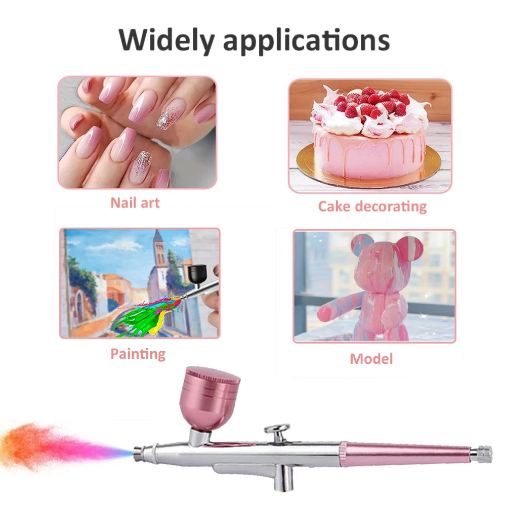 Pro Portable Airbrush Head with 0.3mm Nozzle - Dual Action Spray Gun Adjustable Flow for Model Painting Nail Art Cake Decorating