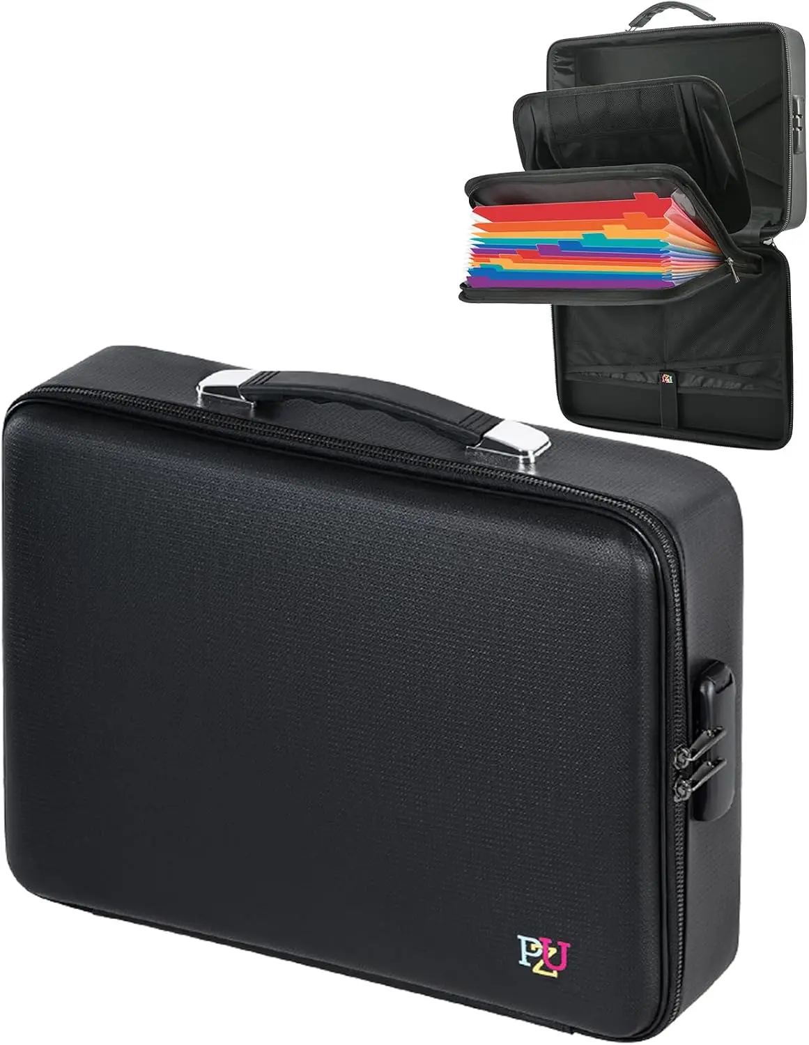 

Hard-Shell Fireproof Document Safe with Lock, Waterproof File Box for Documents, Laptops, Passports - Black