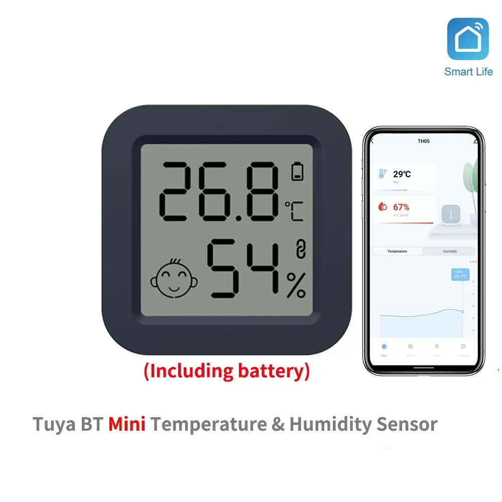 Tuya Mini Bluetooth Temperature Humidity Sensor Mini LCD Screen Smart APP Remote Voice Control Google Thermometer Hygrometer