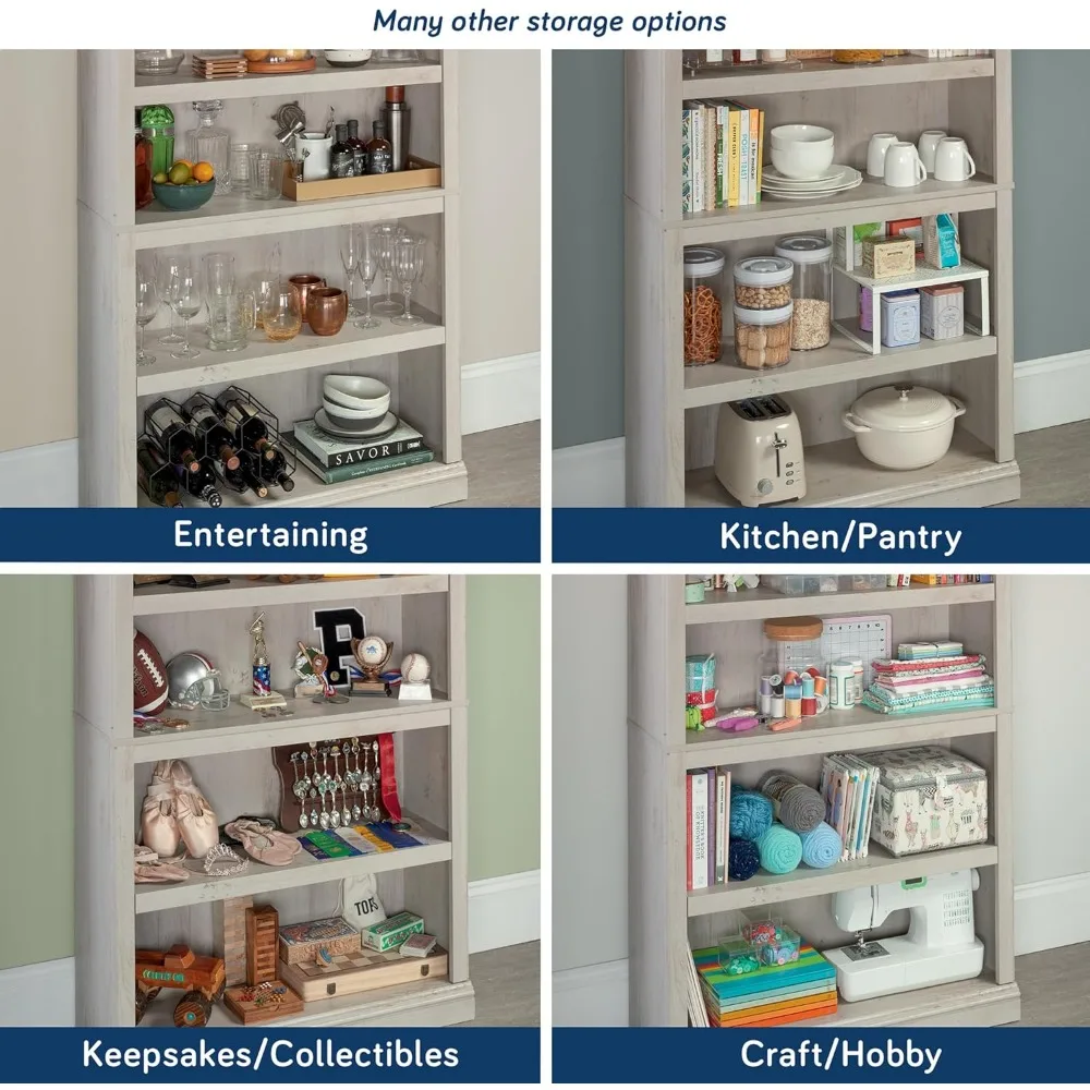 多目的木製5段本棚（チョーク仕上げの栗色）家庭用およびオフィス用