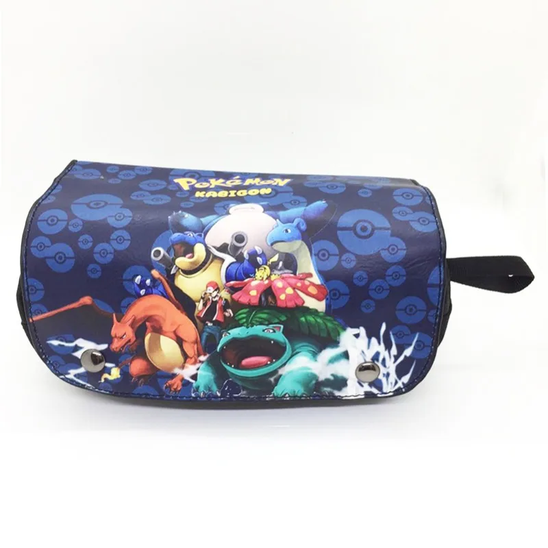 TOMY Pokemon Velcro Double Layer Student Pencil Case Eevee Large Capacity PU Waterproof Stationery Case Stationery Storage