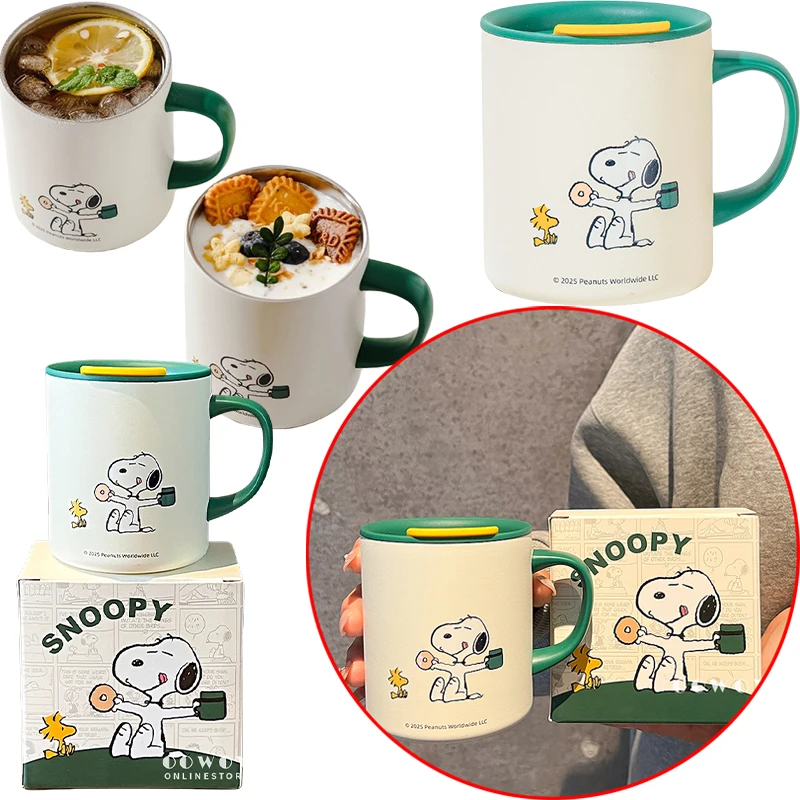 

300 мл Snoopy мужская изолированная кружка из нержавеющей стали с персонажем аниме детская крытая чашка для воды женская домашняя открытая чашка для питья
