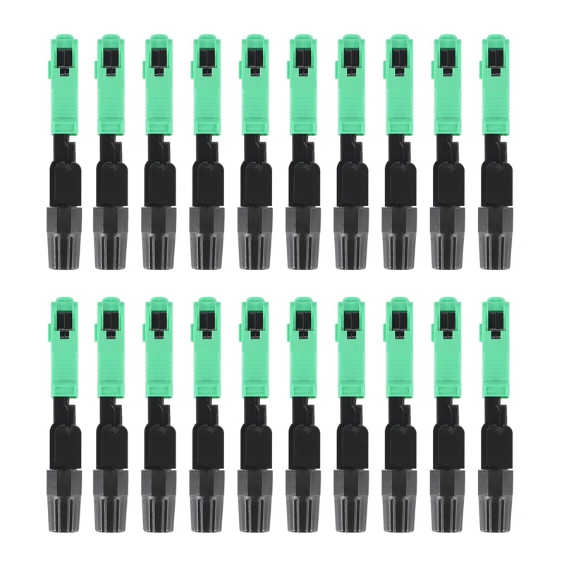 20Pcs Sc/Apc Fiber Optic Connector Embedded Single Mode Component Fiber Optic Quick Connector-Black + Green