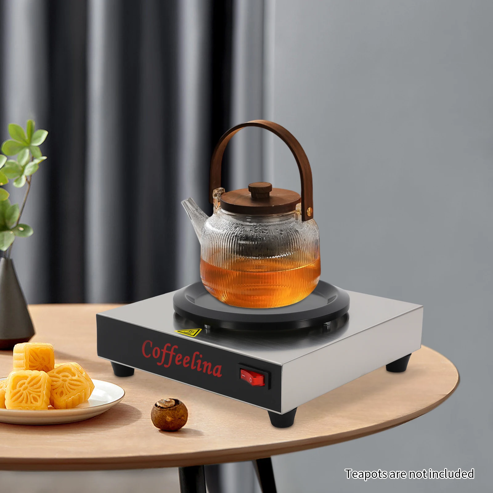 

110V Commercial Coffee Warmer Single Burner Decanter Warmer Plate - 80W, Non-Stick Coating, Ideal for Cafe, Buffet, Event Use