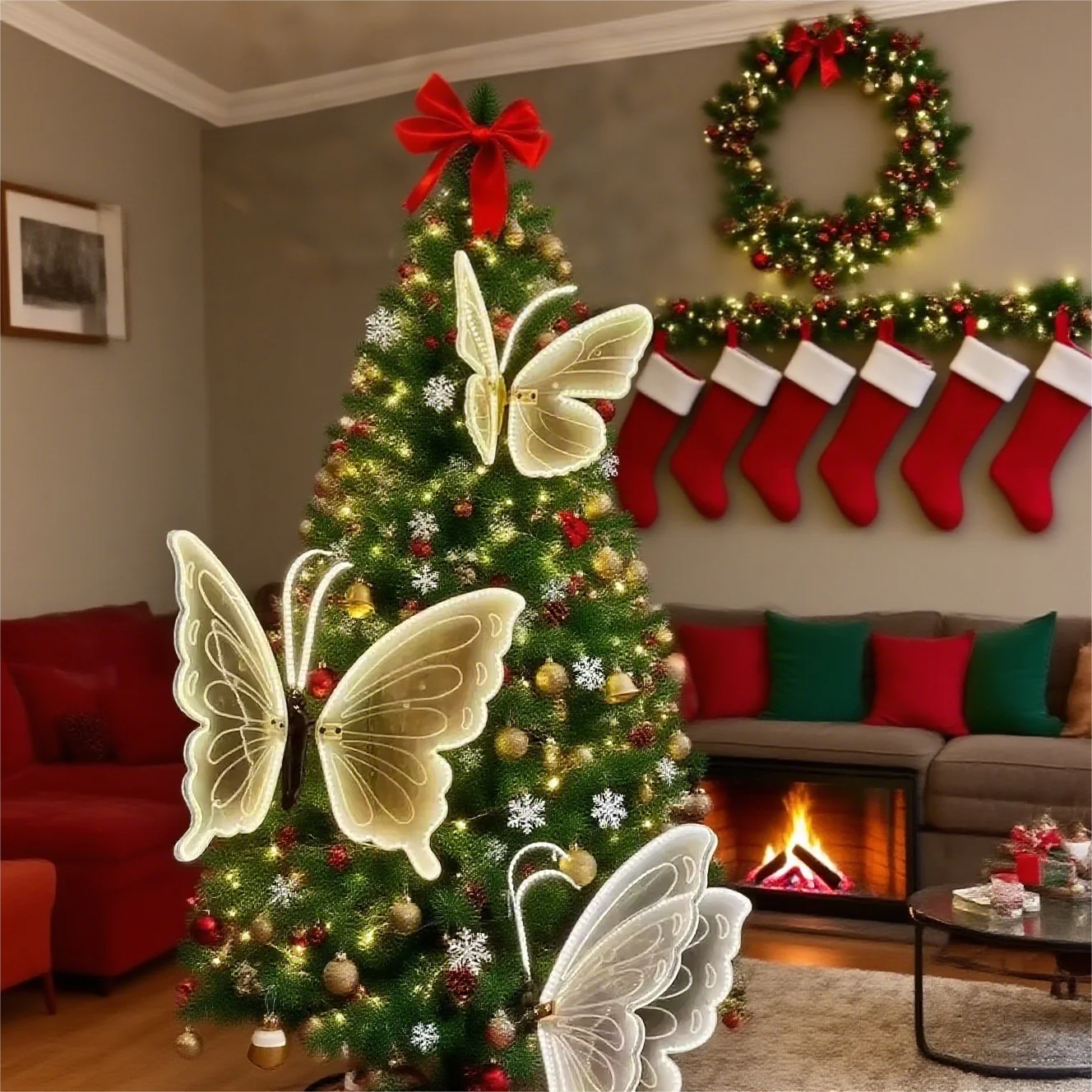 

LED Simulated Butterfly Decoration, Vibrating Wings, Christmas Wedding Party Outdoor Wall Tree Garden Decor Butterfly
