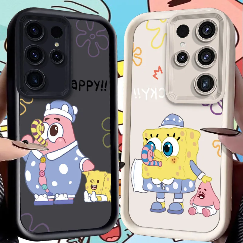 Cartoon S-SpongeBobs Case for Samsung Galaxy S24 S23 S22 S21 Ultra Plus S20 FE A55 A54 A53 A52 A52S A51 A50 A50S A35 A34 Cover