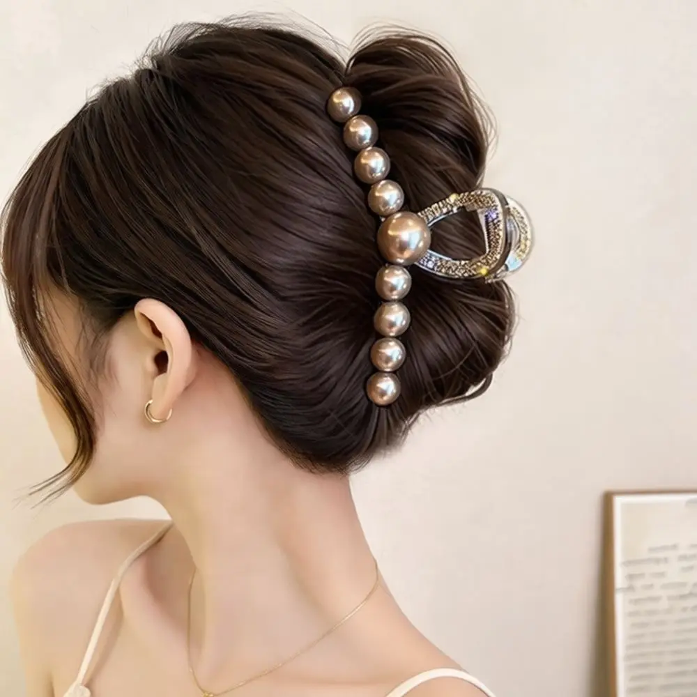 Vintage Pearl Rhinestone Hair Shark Clips Women Elegant Barrettes Decorative Hair Accessories For Daily Casual Party Styling