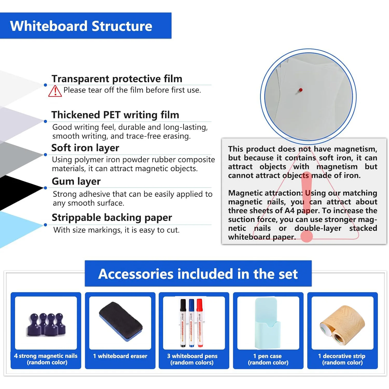لمستخدم ae200568 لاصق لاصق على اللوحة البيضاء، 72*38 بوصة 2 قطعة للجدار، #5