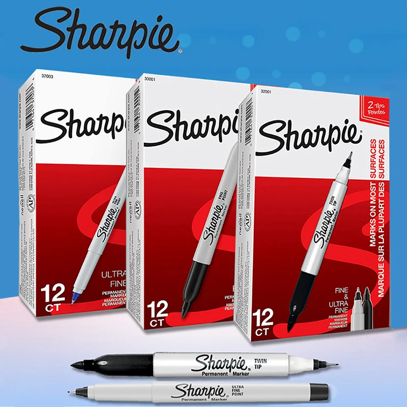 

12PCS/Box Sharpie Markers Oil Based Waterproof Not Resistant To Alcohol Industrial Markers Painting Graffiti Art Supplies