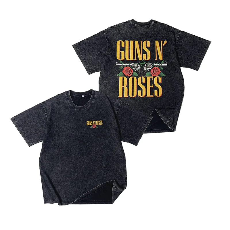 

Футболки с графическим рисунком рок-группы Guns N' Roses, винтажная футболка с короткими рукавами из американского стираного хлопка, свободные топы большого размера Y2k с молодежным принтом