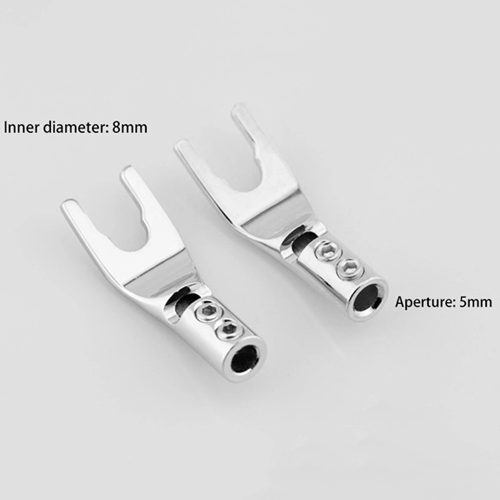 

B03B-4 PCS Audio Jack Y Banana Plug Solder Wire Connector U/Y Rhodium Plated Copper Screw Fork Hifi Speaker Spade Connector