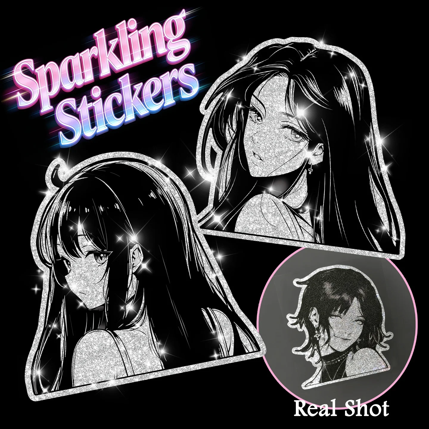 

Блестящие наклейки JDM с аниме-девушками для мотоциклов, скутеров, автомобилей, лобовых стекол, топливных баков, шлемов, аксессуары