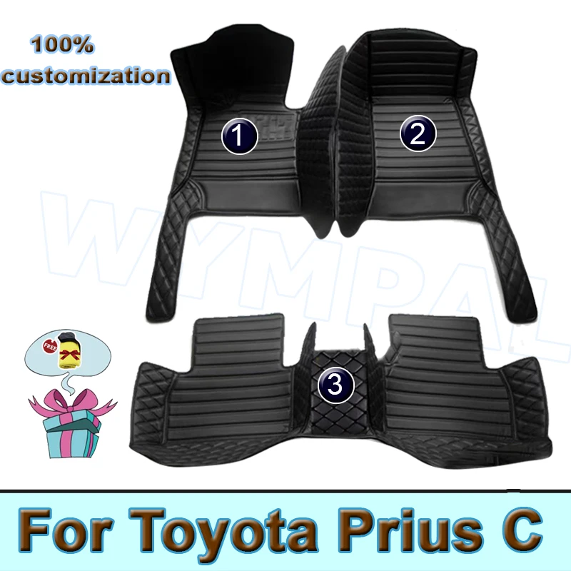 Car Floor Mats For Toyota Prius C Aqua NHP10 2012~ 2019 Carpets Rugs Luxury Leather Mat Rugs Car Accessories 2013 2014 2015 2016