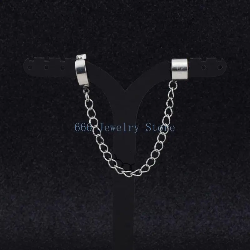 F2TD Elegant Silver Dangle Earring Korean Fashion Boys Album Ear Clips Earring Jewelry Accessories for Women Men Daily Wear