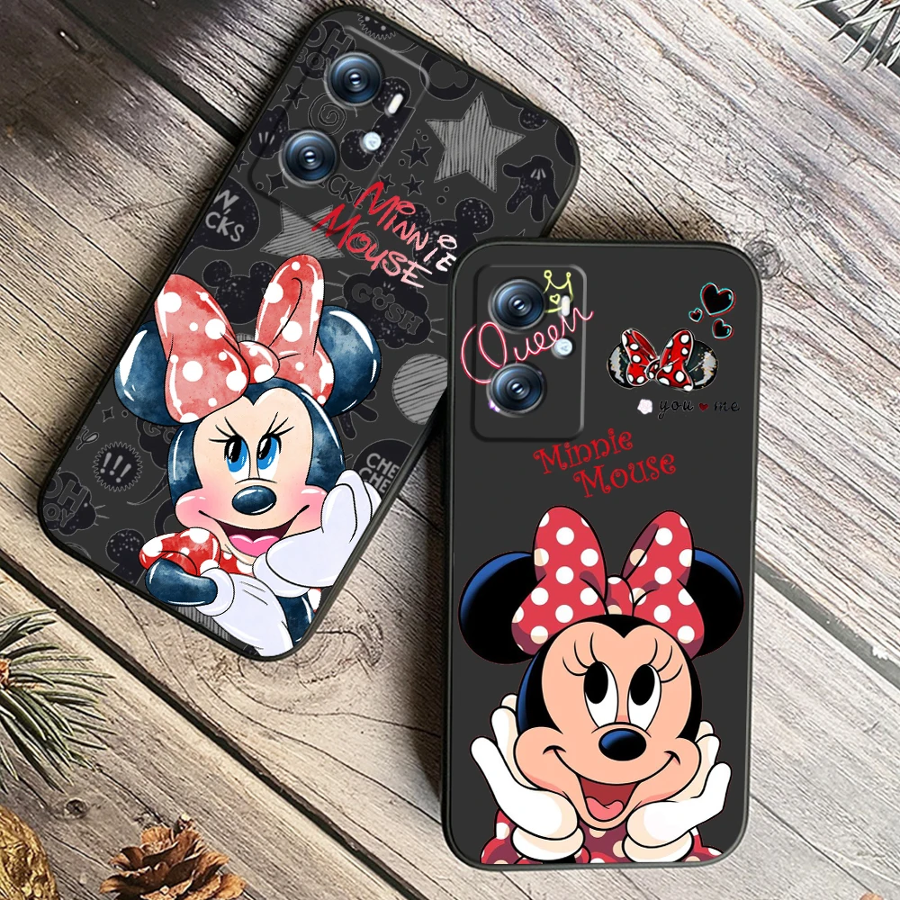 Coque de téléphone en TPU noir Minnie Cartoon pour OPPO Find, X6, X5 Bery, A54S, A5, A94, A16, A53S, A57, A74, A72, A98, A78, A96, A9, 5G