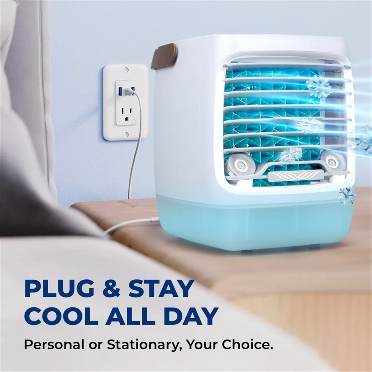 

Портативный испарительный воздухоохладитель — перезаряжаемый через USB мини-полюсный охладитель с увлажнителем для внутреннего и наружного использования