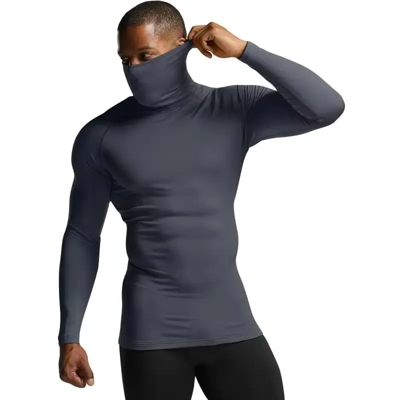 Winter Thermal Underwear Men's High Neck Solid Color Underwear Male Warm High Neck Pullover Long Sleeved Top Clothes