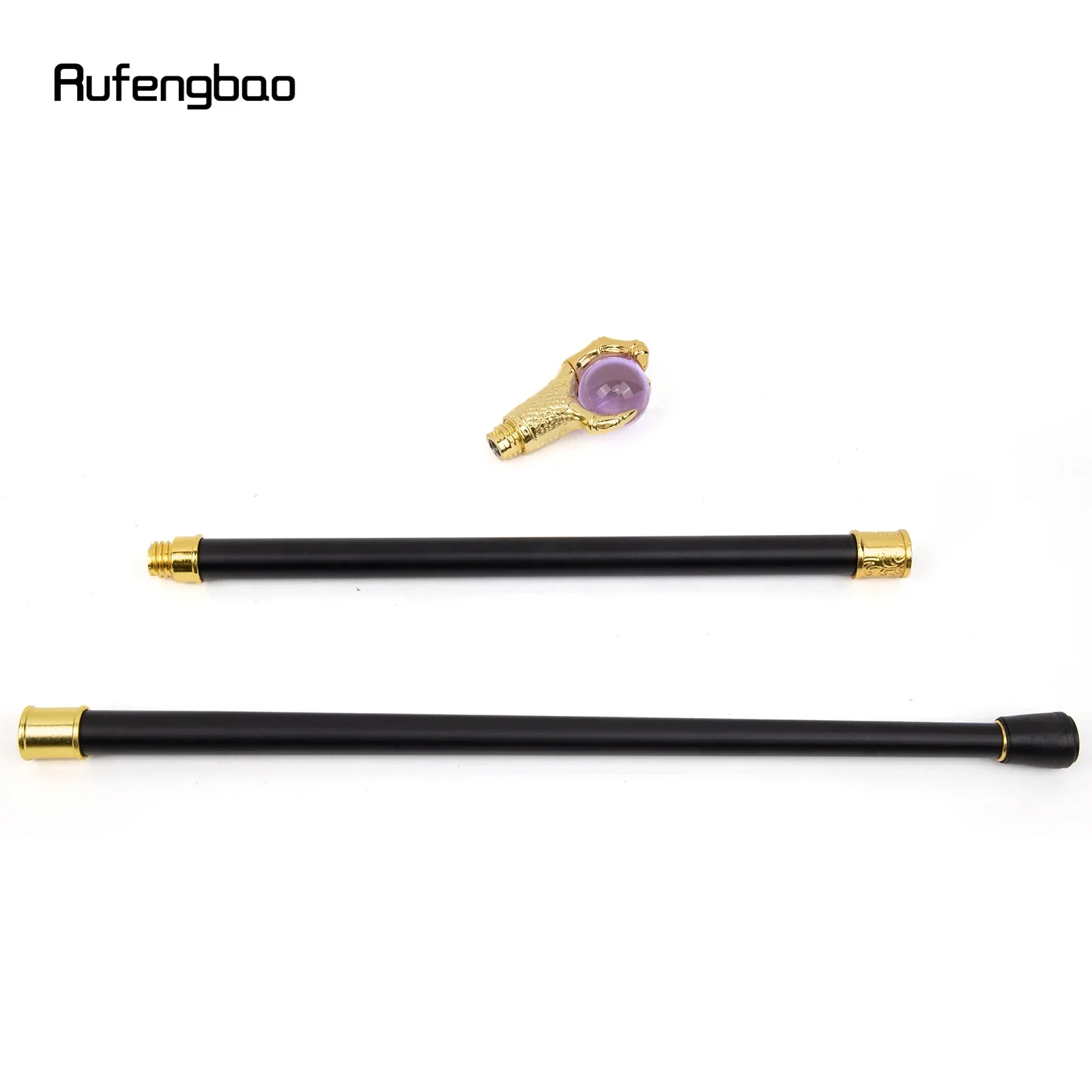 Dragon Claw Grasp Light Purple Glass Ball Golden Walking Cane Fashion Decorative Walking Stick Cosplay Cane Knob Crosier 93cm