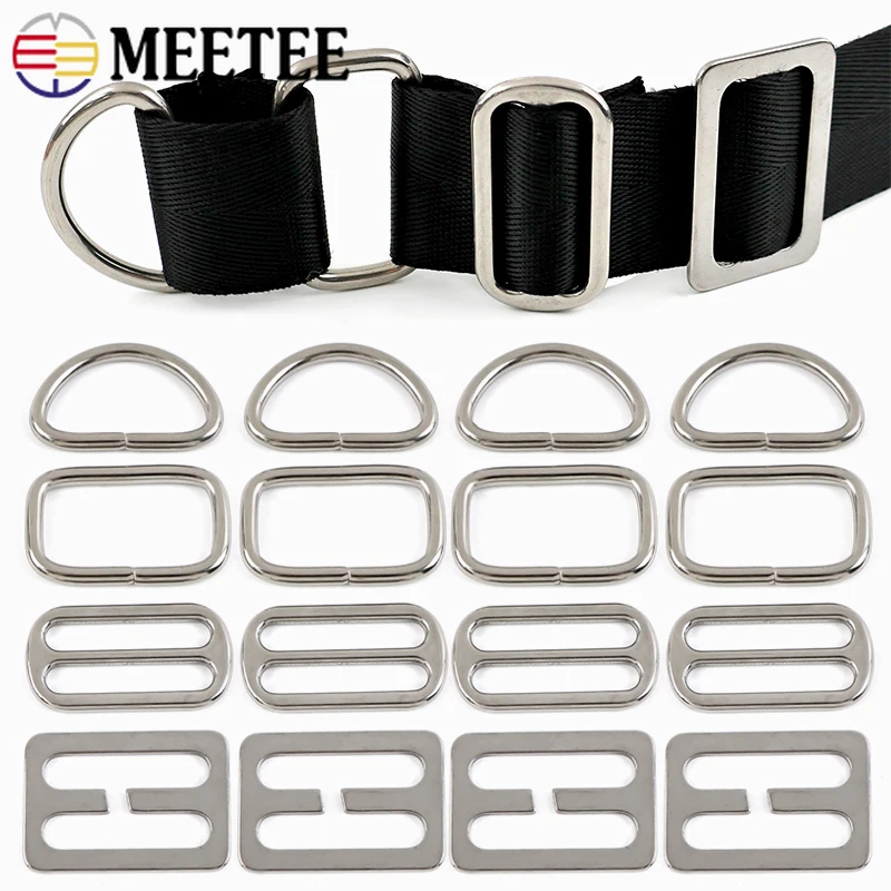 

5/10P 20-38mm Stainless Steel Buckles Dog Collar Belt Connector Webbing Straps Slider Clasp Hardware Accessories for Handbags