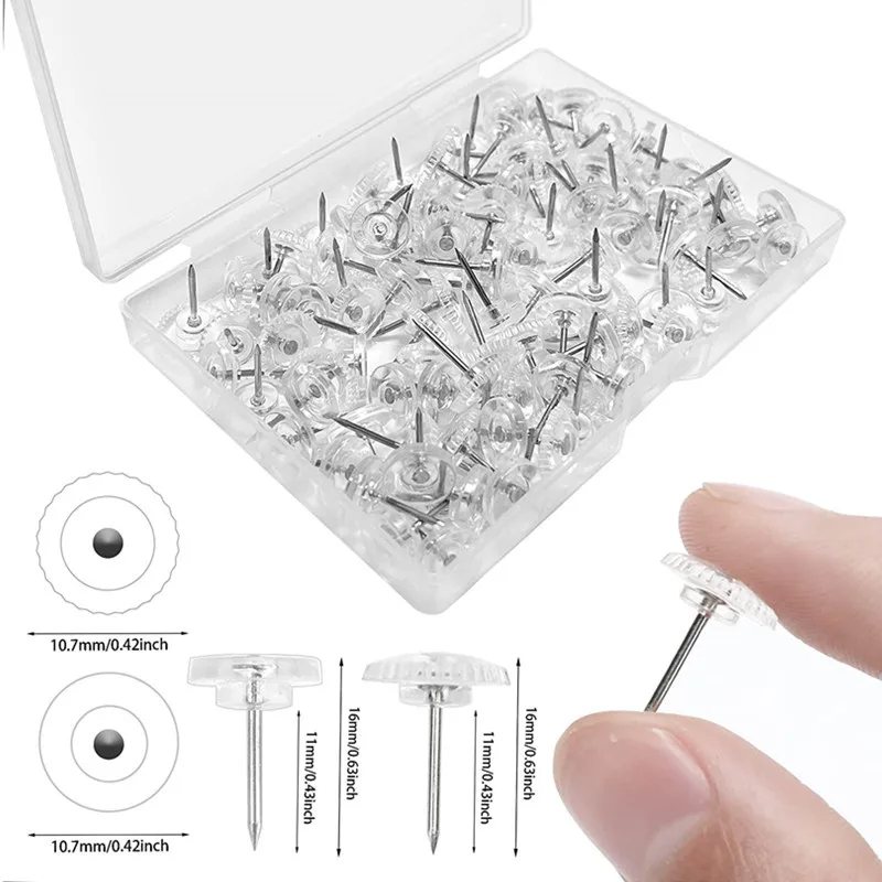 

300pcs Transparent Gear Shape Push Pins Clear Map Tacks Steel Point Bulletin Board Cork Wall Office School Photos