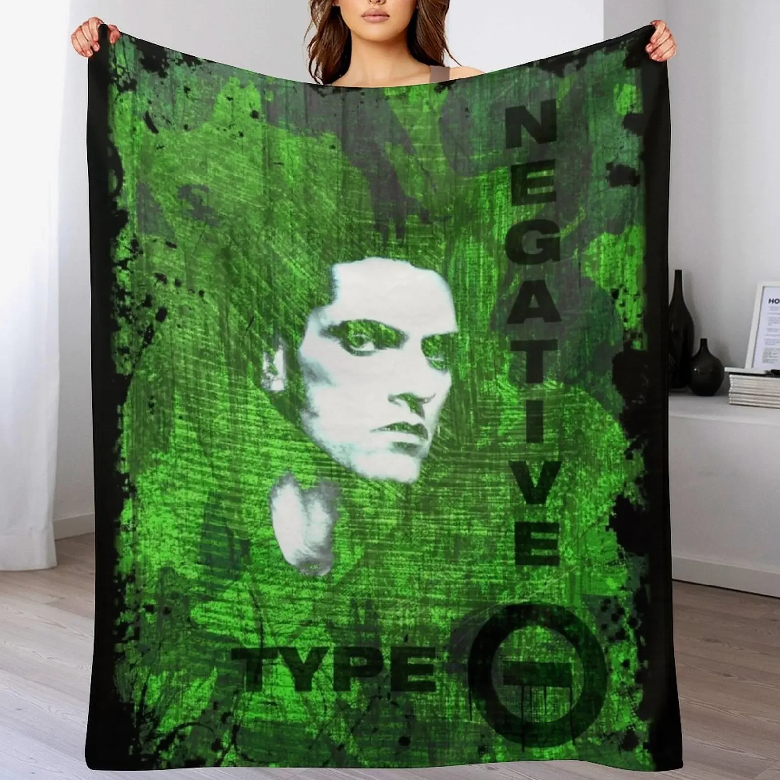 

Type O Negative - Peter Steele - (Creepy Green) Light Version. Throw Blanket Soft Sherpa Fleece Warm Blanket for Winter