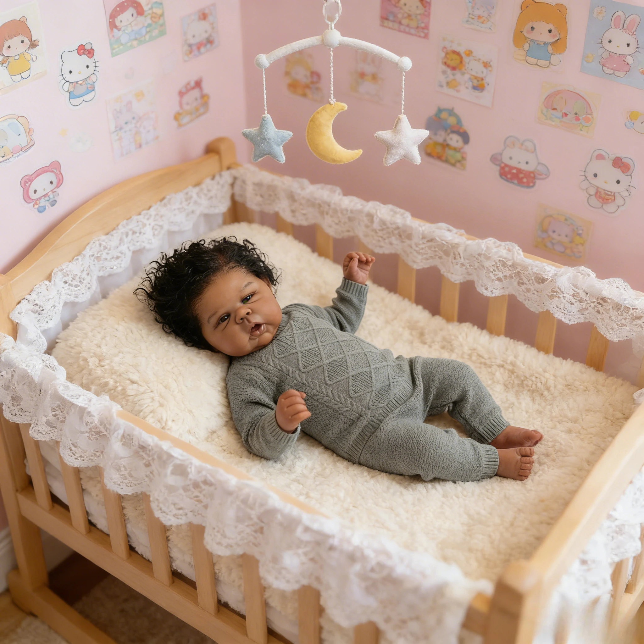 Bebés Reborns 50 cm Reborn Doll Gounchi - Toucher doux, veines de peau réalistes 3D, cheveux enracinés à la main, cadeau préféré des enfants