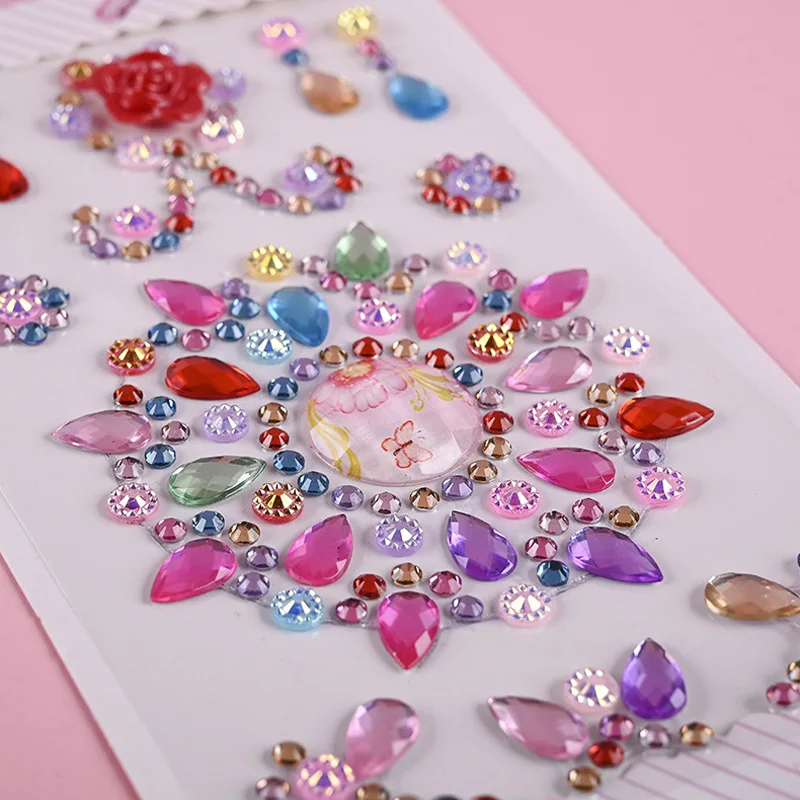 3D Children Gem Diamond Acrylic Crystal Sticker DIY Glitter Decoration for Phone Case Water Cup Notebook Scrapbooking