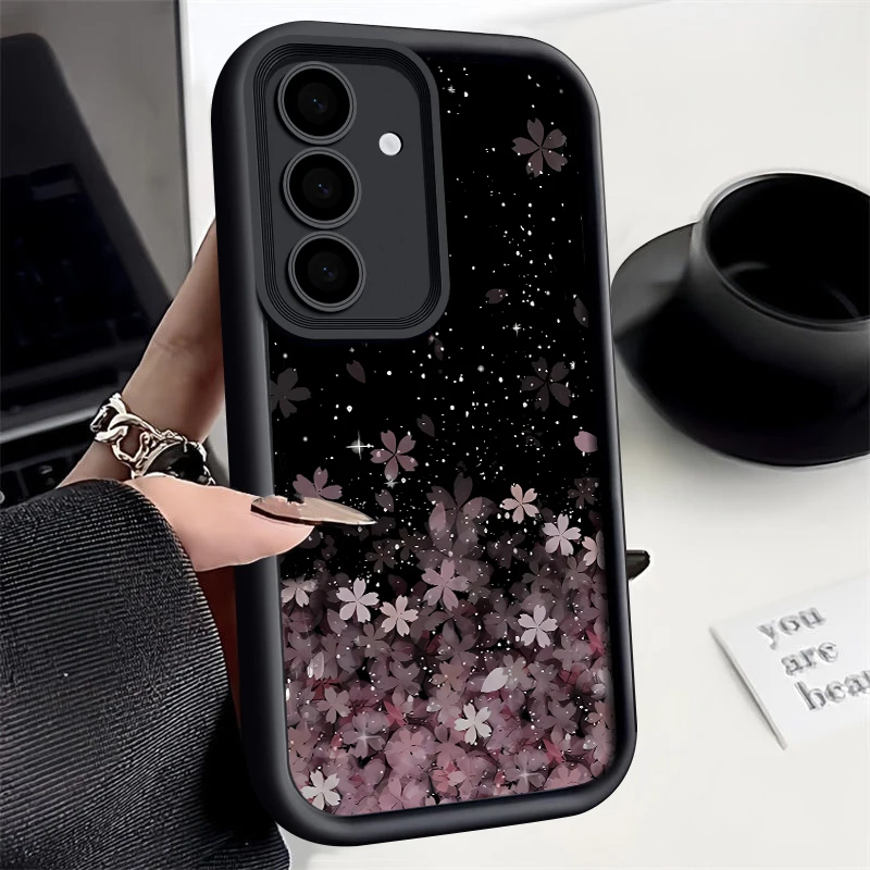 Silikonowe etui z motywem kwiatu wiśni do Samsung Galaxy S25 Edge S24 S23 Ultra S24 FE A55 A15 A16 A17 A35 A25 A54 A56 5G, pokrowiec na telefon z TPU