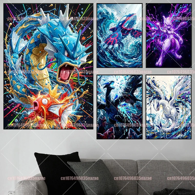 

Постер с аниме-персонажами Pokémon: Драгонайт, Мьюту, Гарарудо, Киогре. Коллекционный постер для декора дома, настенная картина, подарок на выпускной, на годовщину, детский подарок.