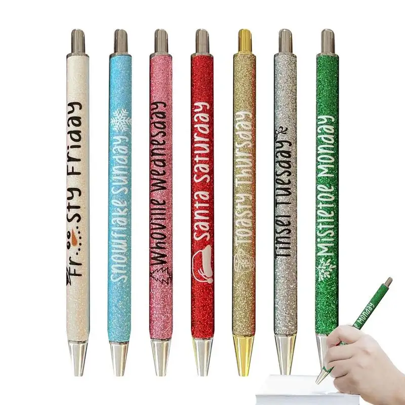 Halloween Pens 7 Pcs Funny Pens Horror School Supplies Metal Cute Glitter Gel Pen For Family Halloween Gifts Colleagues Friends