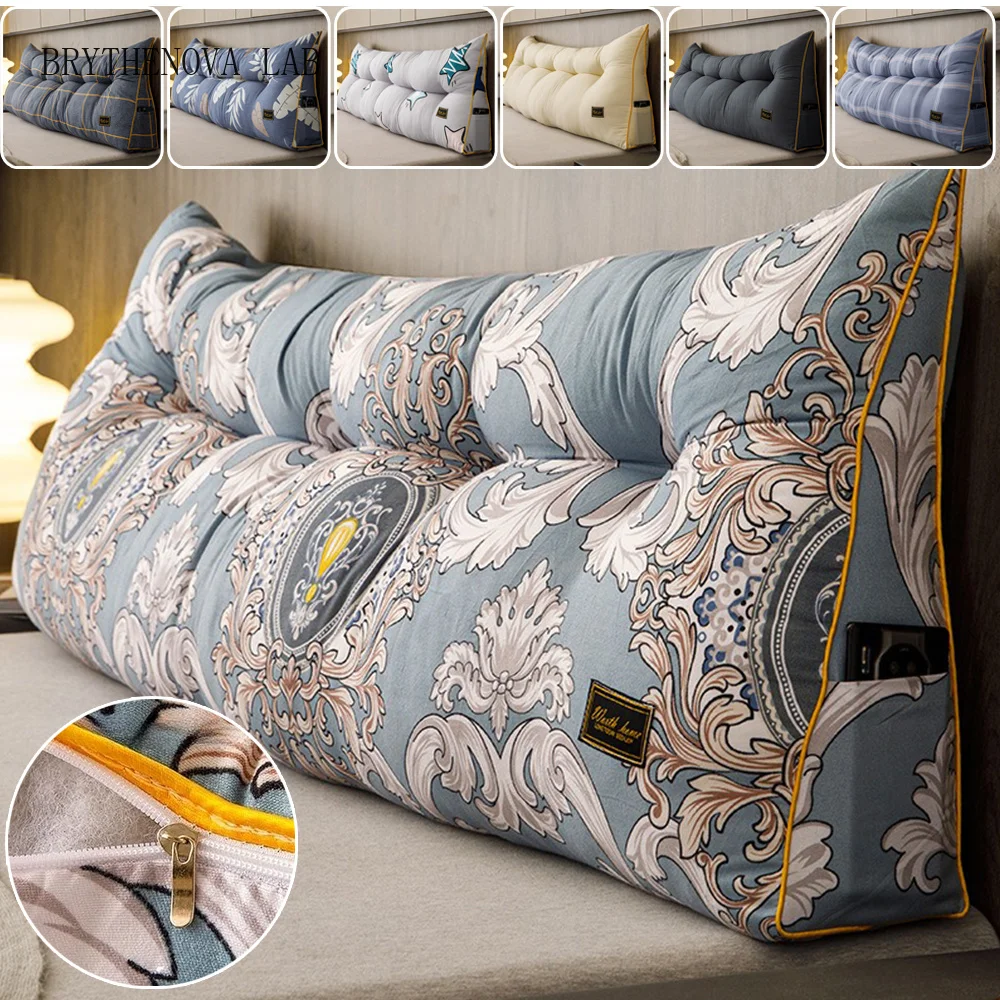 Removable Large Bed Backrest Cushion Ergonomic Triangular Headboard Cushion Reading Double Pillow Bed Soft Pad for Tatami Sofa