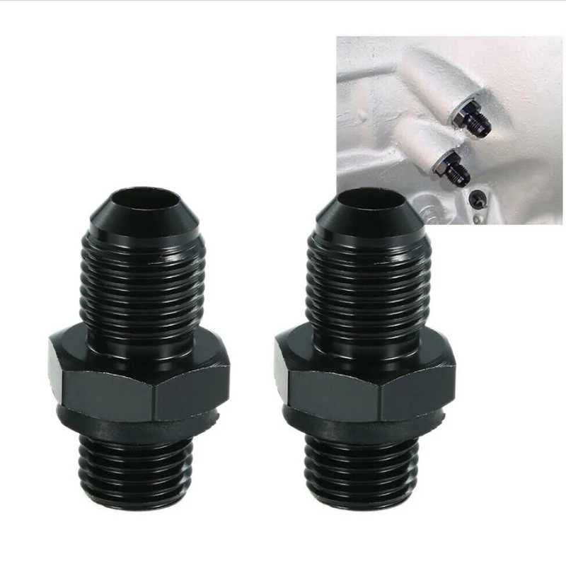 2 stücke Aluminium Ölkühler Adapter Armaturen 350 400 4L60E 6AN Zu 1-4NPS Flare Union Adapter TH350 Schwarz Farbe Hohe Leistung